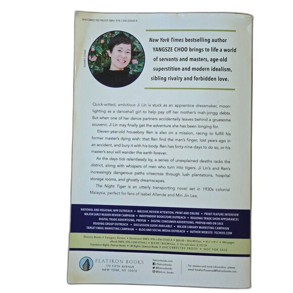 SIGNED ARC - The Night Tiger By Yangsze Choo; 2019 - Picture 2 of 4